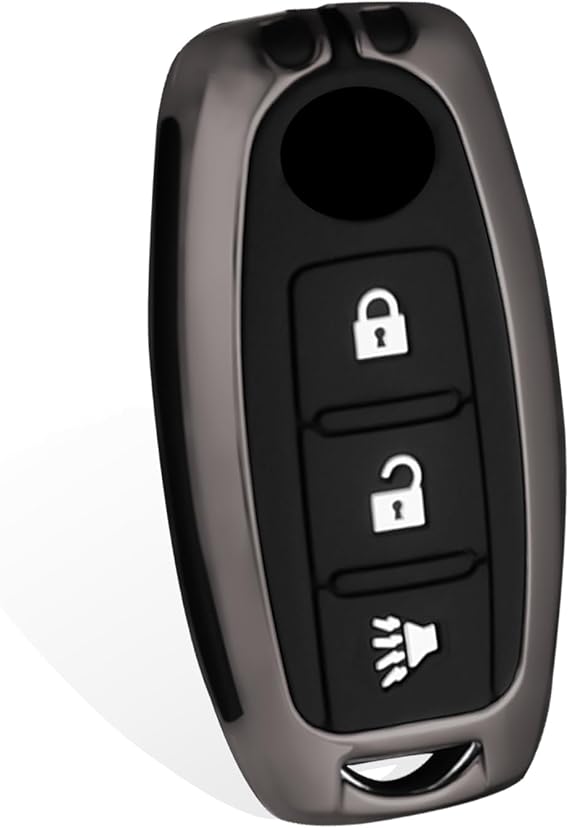Heavy Duty Zinc Alloy Key Fob Cover Fits for Nissan(Black)