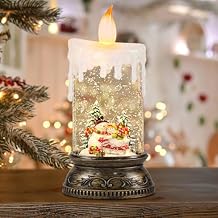 Musical Snow Globe Lantern with 6H Timer, Battery Operated & USB Powered Lighted Singing Snow Globe Candle Lamp Spinning Water Swirling Glitters Holiday Decor-Snowman