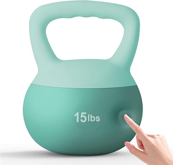 soges PVC One-Piece Kettlebell with Wide Handles, Strength Training Kettlebells 5lb to 35lb Optional for Women of Different Levels, Iron Sand Filled Soft Kettlebell