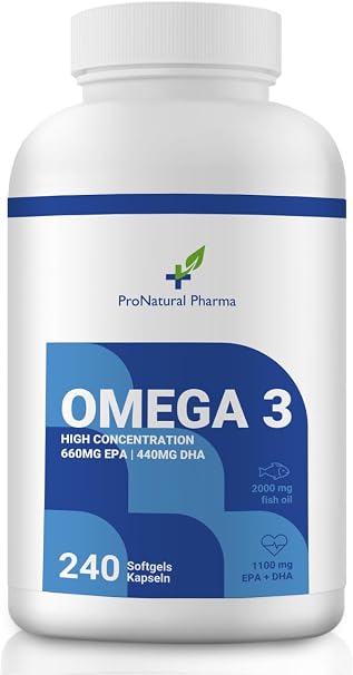 Omega 3 2000 mg ProNatural Pharma 240 Kapseln Hohe Konzentration von 660 mg EPA und 440 mg DHA 4 Monate