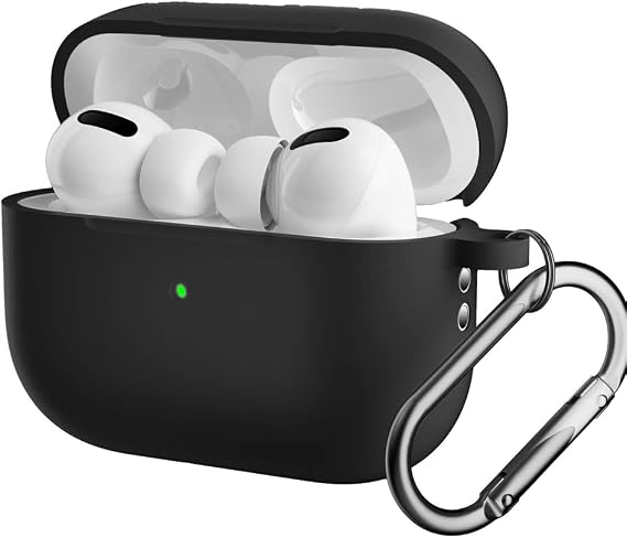 Coverzone For AirPods Pro 2 ile uyumlu Kılıf Silikon Tam Koruma Kancalı Anahtarlık Comely For Apple Airpods Pro 2 ile Uyumlu Silikon Kılıf Siyah