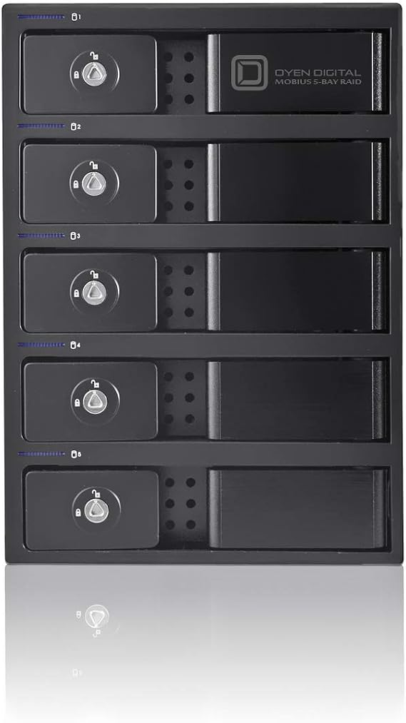 Oyen Digital Mobius 5-Bay FireWire 800, eSATA, USB 3.0 Raid Hard Drive Enclosure,Black