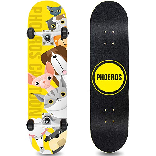 Easy_Way Complete Skateboards- Standard Skateboards for Beginners Kids Boys Girls Teenager- 31x 8Canadian Maple Cruiser Pro Skate Board, Skateboards Animal