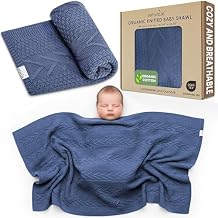 Organic Cotton Knit Baby Blanket 31.5 X 43.3 Inches Soft Knitted and Breathable Baby Blanket for Boys and Girls Perfect Soft Baby Blankets for Infants Toddlers All Seasons