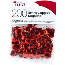 Cousin DIY Red 8mm Cupped Sequins, 200pc