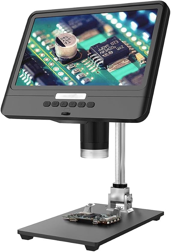 50x-1200x Magnification Digital Microscope, 12MP Resolution, 1080P Video Microscope, 8.5 Inch Screen, Metal Stand, Adjustable LED Lights, For Coin PCB Circuit Repair Soldering