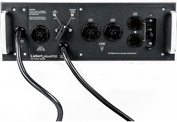 Vertiv Liebert Maintenance Bypass Micropod External Maintenance Bypass Switch 2 L6-20R & 2 L6-15R Outlets 3U Rack Mountable Electrical Cords Included (MP2-220N)