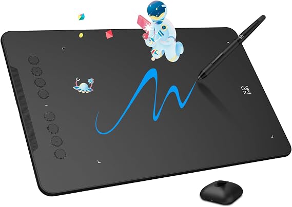 XPPen DECO01V3 Grafik-Tablet Zeichnen 10 x 6 Zoll 16384 Stufen passiver Eingabestift Neigung und 8 Shortcuts kompatibel mit Windows/Mac OS/ChromeBook/Android