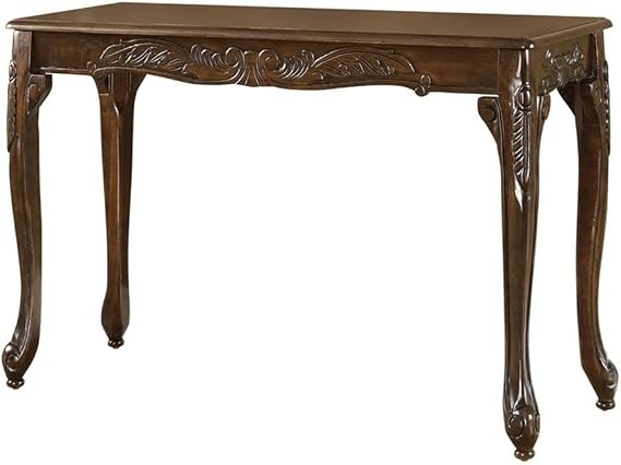 Homes: Inside + Out Charleston Traditional Wood 48 in. Console Table with Cabriole Legs for Living Room, Bedroom, Hallway, Cherry Brown