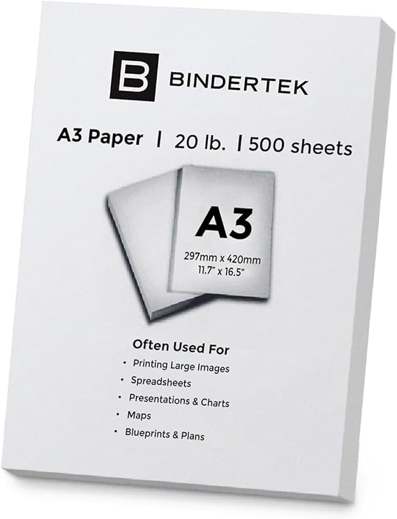 20 lb. A3 Size 11.7" x 16.5" Paper, by Bindertek