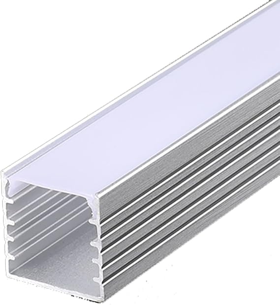 3.3ft/1m LED Aluminum Channel,Milky Diffuser Deep Aluminum Channel Profile Track Extrusion for LED Strip Linear Light,Borderless,15mm*15mm Borderless