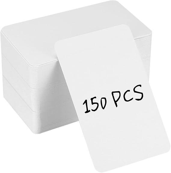 150Pcs Blank Business Cards, 3.5" x 2.1" Kraft Paper Note Card, Thank You Cards,DIY Message Card for Business,Small Blank Paper Message Note Business Cards (White)