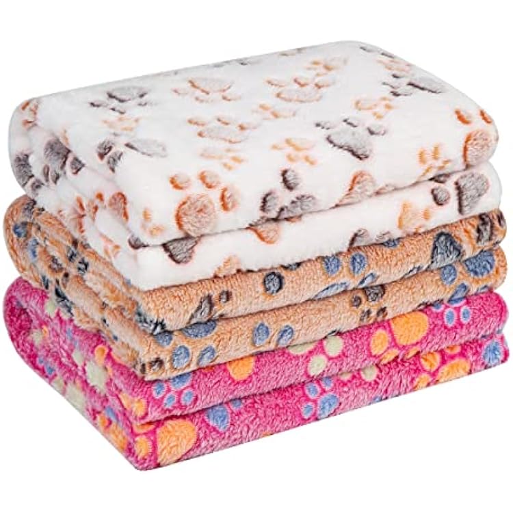 Pet Soft 1 Pack 3 Pet Blankets for Dogs - Fluffy Cats Dogs Blanket for Small Medium & Large Dog, Cute Print Pet Throw Puppy Blankets Fleece (Paws, 3S)