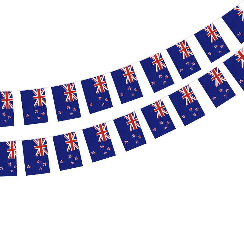 Pandiui23 40pcs New Zealand Flag Garland 11.4M 14x21cm Black, White