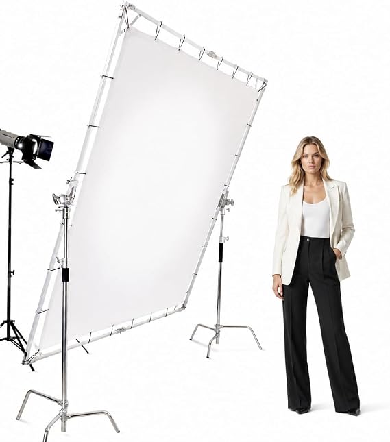 Glow 8x8' Butterfly Light Modifier Scrim Kit w/Lightweight Collapsible Aluminum Frame, Three Diffuser Screen Fabric and Carry Case, Perfect for Still/Video Portrait