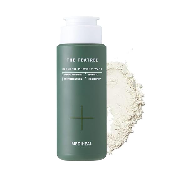 MEDIHEAL Teatree Calming Powder Wash (1.76 oz), Daily Mild Cleanser