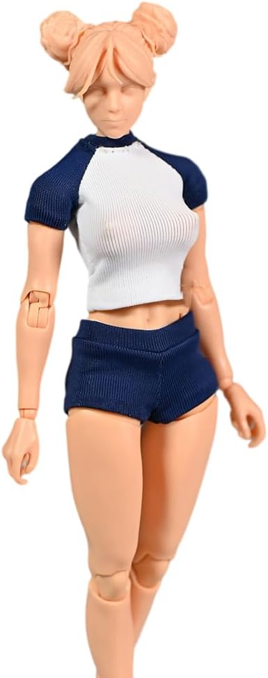Fremego 1/12 Scale Female Short Sleeved and Shorts Clothes for 6inch Figure