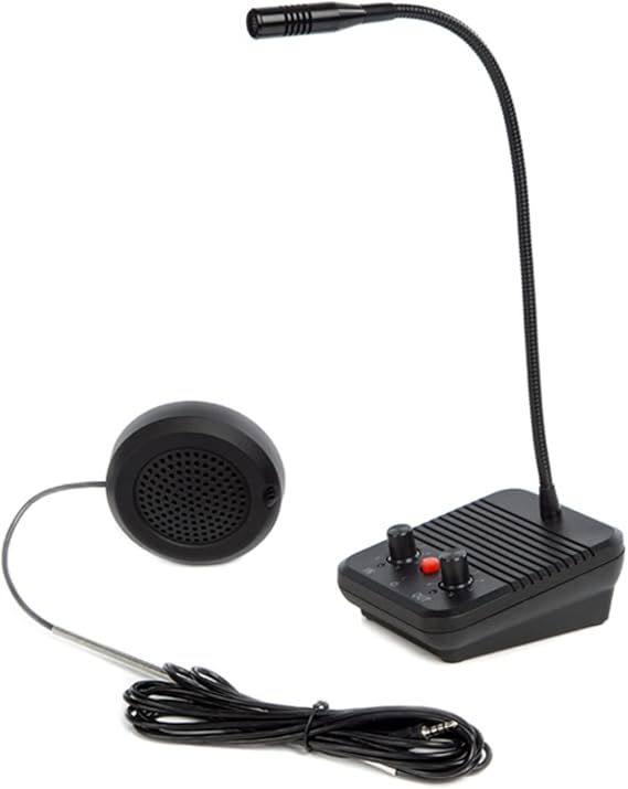 Window Speaker Intercom System Dual-Way Intercomm Microphone and Bank Counter Window Intercom System Anti-Interference Noise Free for Business/Bank/Office/Hospital Counter