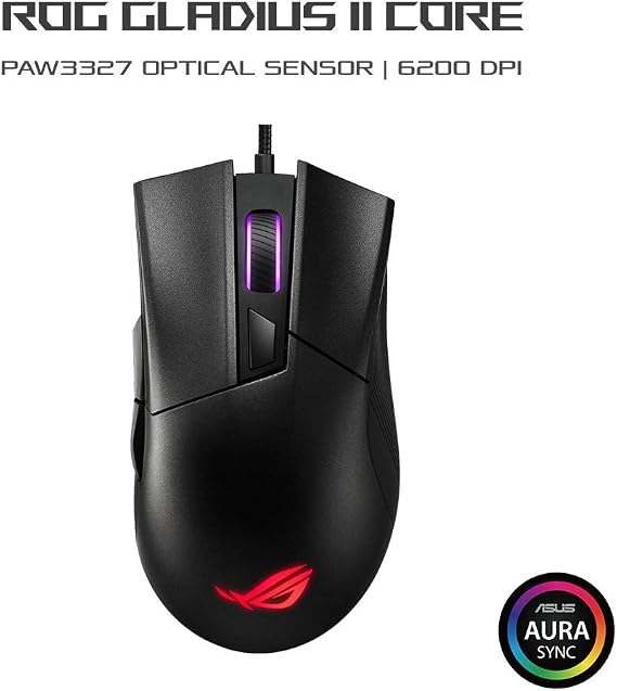 Asus ROG Gladius II Core 6200DPI 6 Tuş Optik RGB Kablolu Gaming (Oyuncu) Mouse