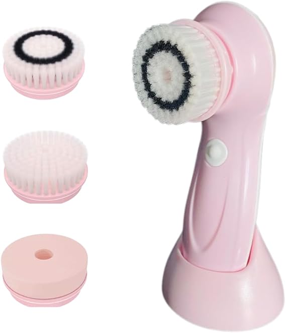 Electric Face Brush Advanced Face Cleansing Brush with 3 Interchangeable Heads & 2 Speeds - HERPLA Premium Face Scrubber & Massaging Tool Device for Men & Women Suitable for All Skin Types