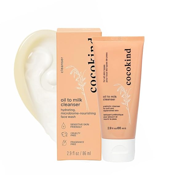 Cocokind Oil to Milk Cleansing Balm Face Wash, 2.9 Fl Oz | Oil Based Cleanser and Makeup Remover, Microbiome-Nourishing Face Wash, Hydrate & Cleanse, Facial Wash for Soft Skin