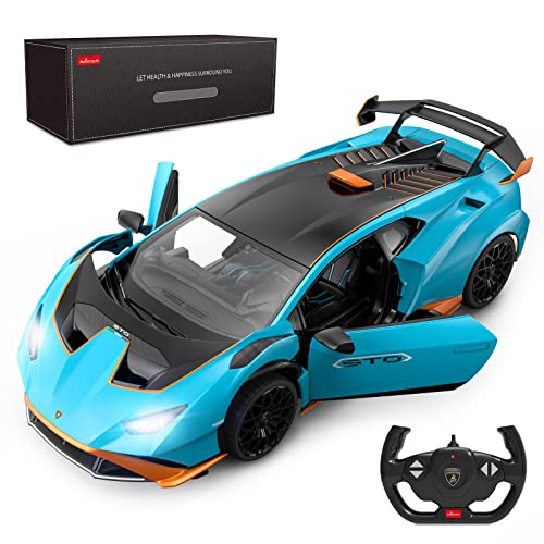 RASTAR Lamborghini RC Car 114 Lamborghini Huracan STO Model Car 2.4Ghz Blue Remote Control Toy Car for Boys