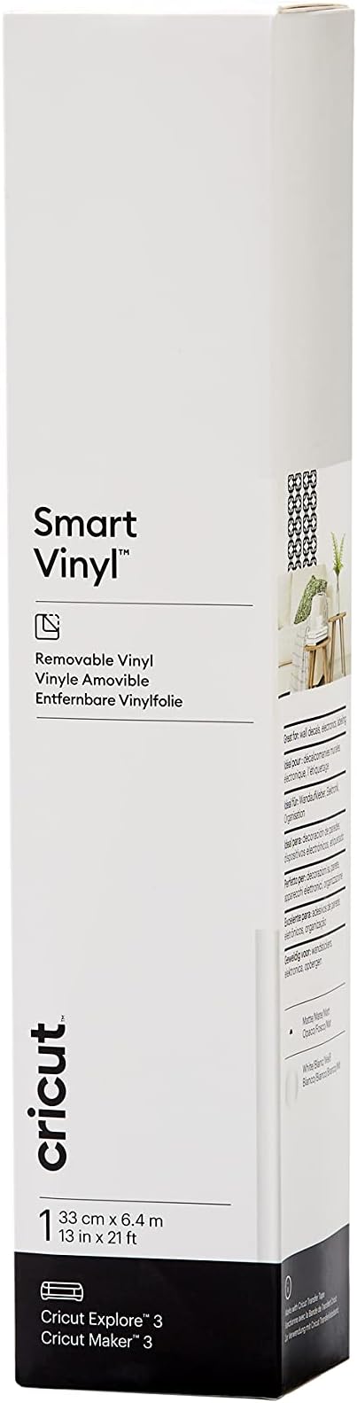 Cricut Smart Removable Vinyl, White, 33cm x 6.4m, Ideal for Personalised Decals, Labels & DIY Crafts, removes Without Residue, for All Cricut Cutting Machines