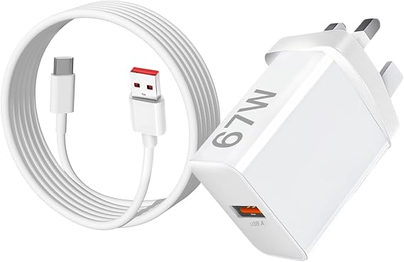67W Fast Charger for Xiaomi 17 15 Ultra/15 Pro/15T 14T 13T 12T 14 13 12 Lite,Redmi Note 15 14 Pro+ 5G/13 12 11 10,Redmi A5 A3 15C 14C 13C,Poco X8 X7 X6 F7 F6 M8 M7 M6 USB Plug and Turbo Charging Cable