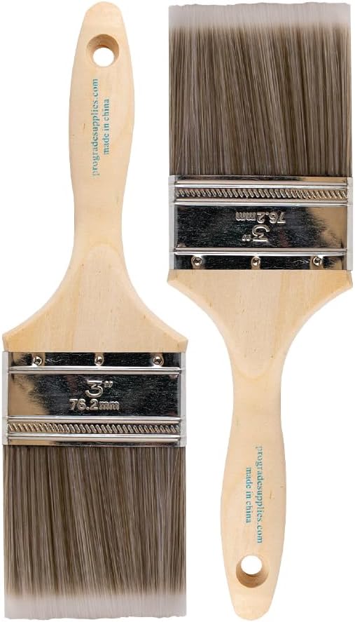 Pro Grade Paint Brushes, 3 Inch Flat Paint Brush, Trim & Stain, 2 Pack