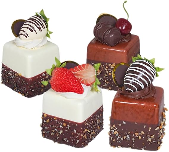 VICASKY 4Pcs Fake Cake Props Artificial Cake Models for Home Decor Wedding Party Bakery Shop Photo Props Simulation Dessert Display 3.14 X 2.16 X 2.16 in