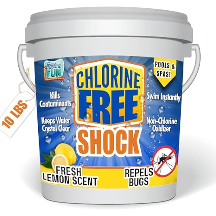 Chlorine Free Pool Shock Fast Acting, Quick Dissolving Shock for Pools & Spas. Clarifies & Santizes as it Repel Bugs Fresh Lemon Scent Reduces Harsh Chlorine Usage 10 LBS