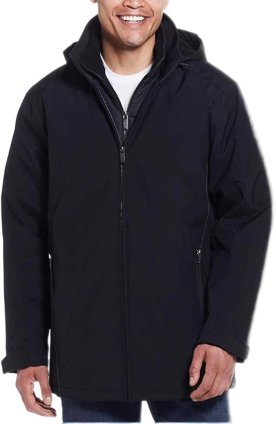 Weatherproof Mens Ultra Tech Removable Fleece Lined Hood Jacket (Black,Small)