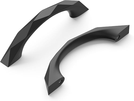 Hickory Hardware 1 Pack Solid Core Kitchen Cabinet Pulls, Luxury Cabinet Handles, Hardware for Doors & Dresser Drawers, 3 Inch Hole Center, Matte Black, Karat Collection