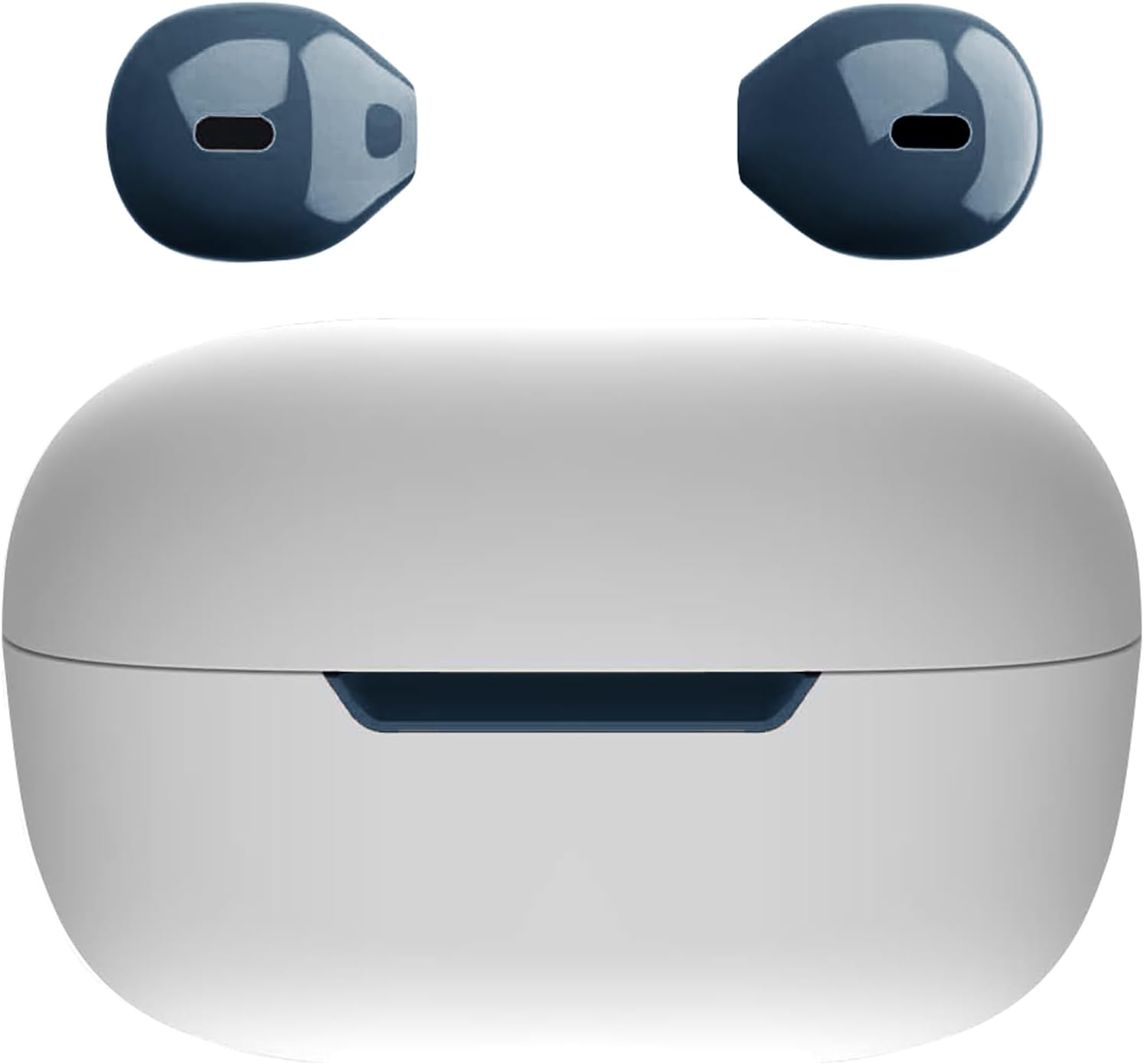 Invisible Wireless Blue Tooth Earbuds Mini Earpiece Small Ear Buds Semi in-Ear Headphone Touch Control for Work, Home, Music, Audiobooks and Podcasts Darkblue