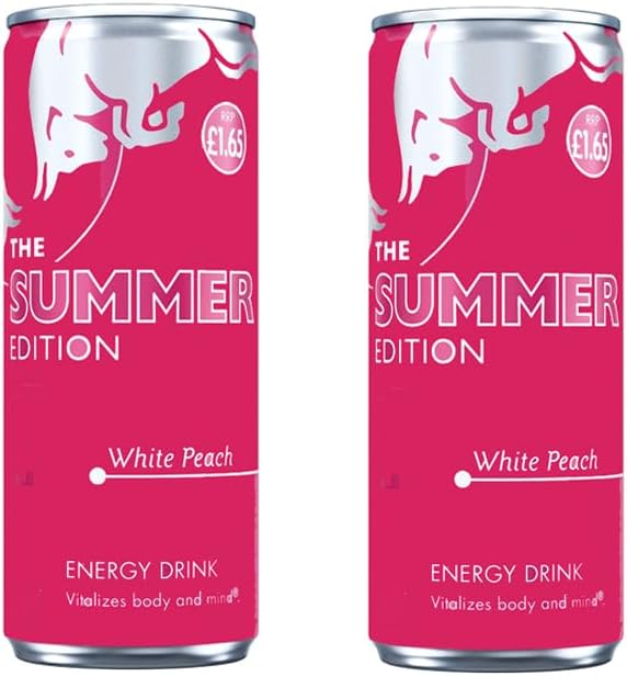Energy Drink Summer Edition White Peach Flavour Drink Cans 250ml 2 x Cans