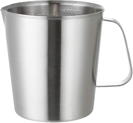 1000ML Measuring Cup Milk Jug 304 Stainless Steel Thicken Measuring Jug Durable Kitchen Large Capacity Measuring Cup with Handle and Scale,Perfect Milk Jug for Coffee Machine(1000ML)