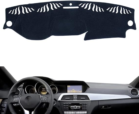Car Dashboard Cover for Left Hand Drive Mercedes-Benz C-Class W204 2011 2012 2013 2014 Facelift Carpet Dashmat Sun Shade Pad Car Styling (Flannel All Black)