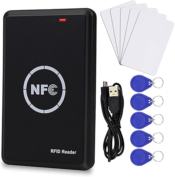 JASAG Smart Access Control Copier, RFID Reader Writer, 125KHz Duplicator, 13.56MHz Encrypted Card Decoder, NFC Tag Replicator, with Writable Key Fobs, Free Software