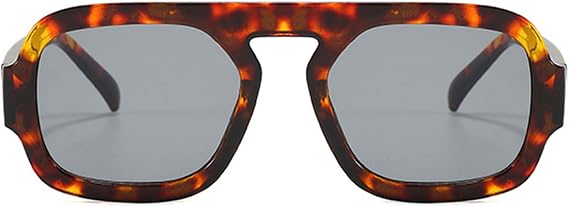 Hexagon Sunglasses for Women Retro 70s Pilot Square Sunglasses for Men and Women