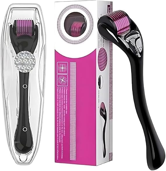 Derma Roller-Titanium 540 Micro Needle Roller for regeneration Beard & Hair Growth,Micro needling Roller,Trimmer Roller,Home Use Skin Care,Facial Wrinkles,Stretch Marks,Skin Care (0.25mm)