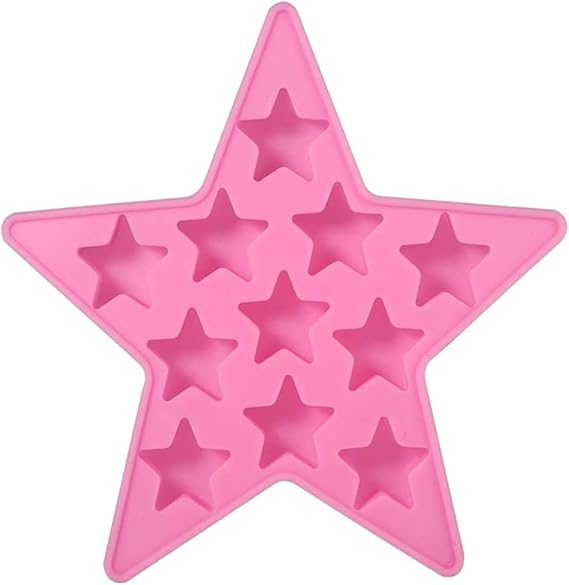 Five Star Shaped Cool Silicone Ice Cube Tray Freeze Mold Maker Tools Pentagram Ice Trays Club Bar Party for Cake, Candy, Chocolate, Gummy, Ice, Crayons, Jelly (Pink)
