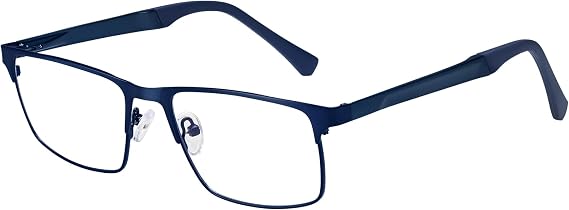 Dollger Blue Light Blocking Glasses for Men Rectangle Metal Frame Computer Gaming Glasses Anti Eyestrain Eye Protection