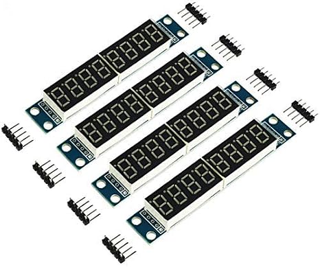 DEVMO 4pcs 8-Digit 7 Segment Module MAX7219 8 Bit Digital Segment Tube LED Display Module Supports Cascade Eight Bit Serial 3 IO Ports Compatible with Ar-duino MCU/51/AVR/STM32