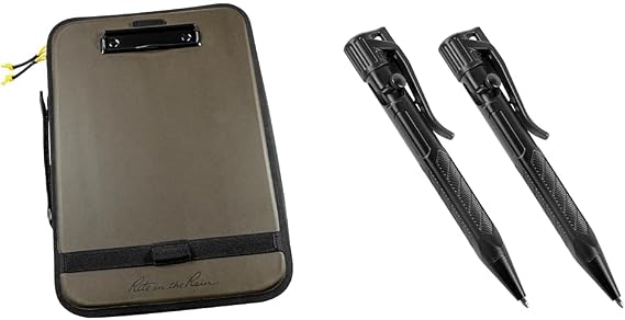 Rite in the Rain Monsoon Command Desk, 13 x 9.7, Water Resistant (No. 298) and Weatherproof Black Mini Bolt-Action Pen 2 Pack (No. 20K-2)