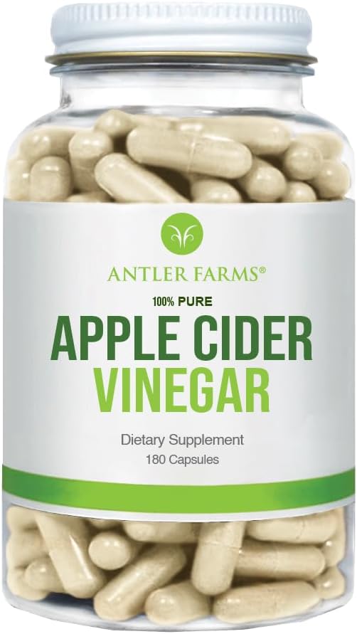 Antler Farms Apple Cider Vinegar with Mother, 180 Capsules, 500mg