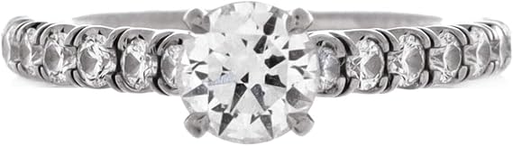 Pre-Loved Etincelle de Cartier Solitaire Ring Platinum with RBC Diamond and Pave Diamonds E/VVS1 0.50CT, Silver