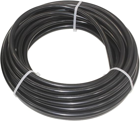 Pneumatic 8mm OD Air Line Nylon Tube SAE J844 Airline 6mm ID For Air Brake Tubing or Fluid Transfer (Black 32.8Ft)