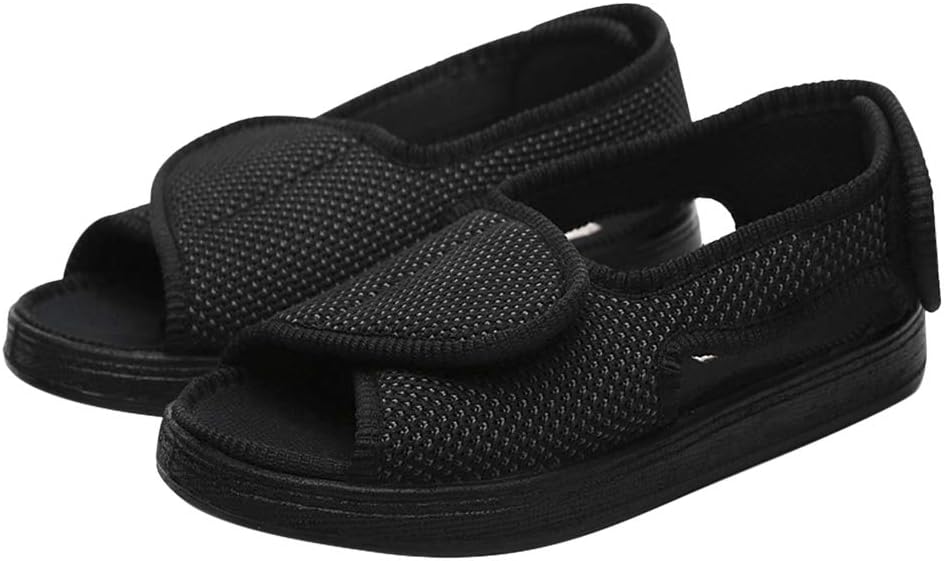 Moonlove Open Toe Diabetic Sandals Adjustable Closure Edema Shoes Wide Fit Large Size Arthritis Swollen Feet Footwear for Men Women