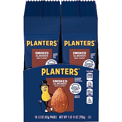 Planters Smoked & Salted Almonds Single Serve 1.5oz Bags, Pack of 18