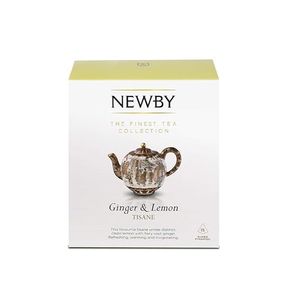 Ginger & Lemon Herbal Tea 15 Pyramid Infusers Zesty & Refreshing Blend by Newby Teas